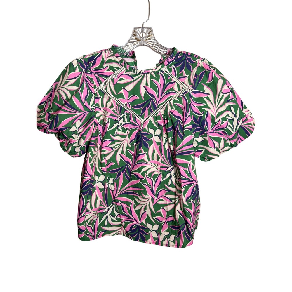 Avara NWT XS 100% Cotton Tropical Floral Print Blouse Boutique Boho Top